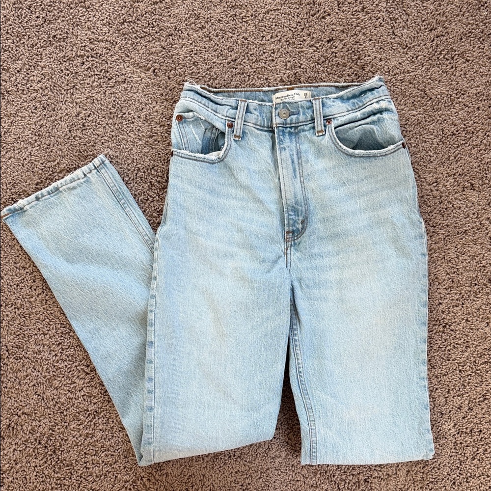 Abercrombie & Fitch Light Blue High-Rise Straight Jeans